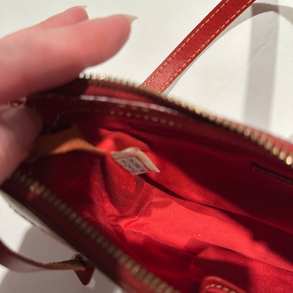 Dooney & Bourke Vintage Denim Paint Splatter Mini Shoulder Bag Red Leather Trim - Picture 8 of 14